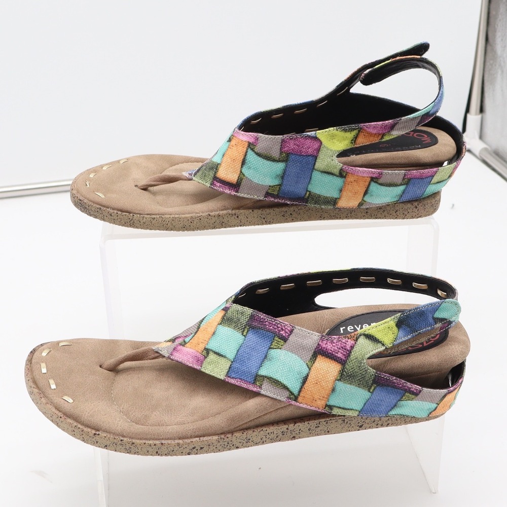 Modzori Sandals Womens 9 Reversible Thong Wedge Multicolor Black Woven Excellent